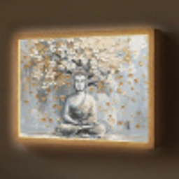 Boeddha - Bloemen - Boom - Goud - Modern Light Box met batterij (Wandlamp) middel -z3d_website