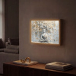 Boeddha - Bloemen - Boom - Goud - Modern Light Box met batterij (Wandlamp) middel -sfeer1