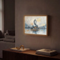 Buddha - Goud - Abstract - Modern Light Box met batterij (Wandlamp) middel -sfeer1