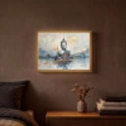 Buddha - Goud - Abstract - Modern Light Box met batterij (Wandlamp) middel -sfeer4
