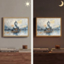 Buddha - Goud - Abstract - Modern Light Box met batterij (Wandlamp) middel -sfeer3