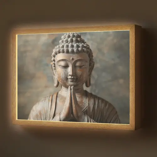 Boedha - Beeld - Bruin - Rust Light Box met batterij (Wandlamp) middel -z3d_website