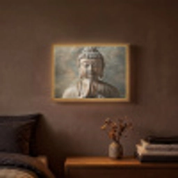 Boedha - Beeld - Bruin - Rust Light Box met batterij (Wandlamp) middel -sfeer4