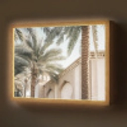 Gebouw - Palmbomen - Beige - Zon Light Box met batterij (Wandlamp) middel -z3d_website