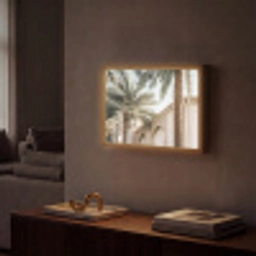 Gebouw - Palmbomen - Beige - Zon Light Box met batterij (Wandlamp) middel -sfeer1