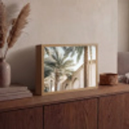 Gebouw - Palmbomen - Beige - Zon Light Box met batterij (Wandlamp) middel -sfeer2