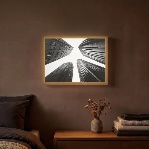 Gebouwen - Lucht - Zwart Light Box met batterij (Wandlamp) middel -sfeer4
