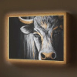 Stier - Hoorns - Snuit - Goud Light Box met batterij (Wandlamp) middel -z3d_website
