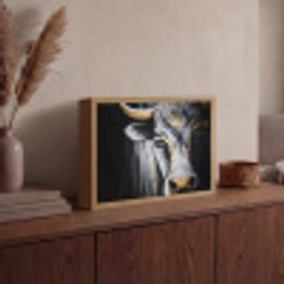Stier - Hoorns - Snuit - Goud Light Box met batterij (Wandlamp) middel -sfeer2