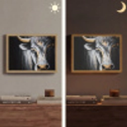 Stier - Hoorns - Snuit - Goud Light Box met batterij (Wandlamp) middel -sfeer3