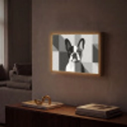 Buldog - Zwart - Abstract - Vlakken Light Box met batterij (Wandlamp) middel -sfeer1