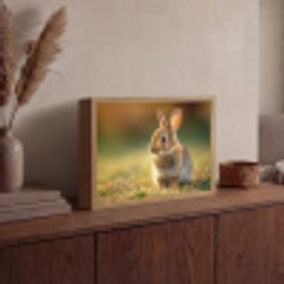 Konijntje - Bruin - Gras Light Box met batterij (Wandlamp) middel -sfeer2