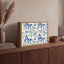 Vlinders - Bloemen - Blauw - Botanisch Light Box met batterij (Wandlamp) middel 907 -sfeer2