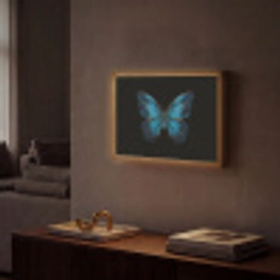 Vlinder - Blauw - Contrast Light Box met batterij (Wandlamp) middel -sfeer1