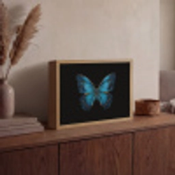 Vlinder - Blauw - Contrast Light Box met batterij (Wandlamp) middel -sfeer2