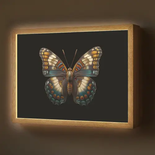 Vlinder - Kleurrijk - mozaïekachtig Light Box met batterij (Wandlamp) middel -z3d_website