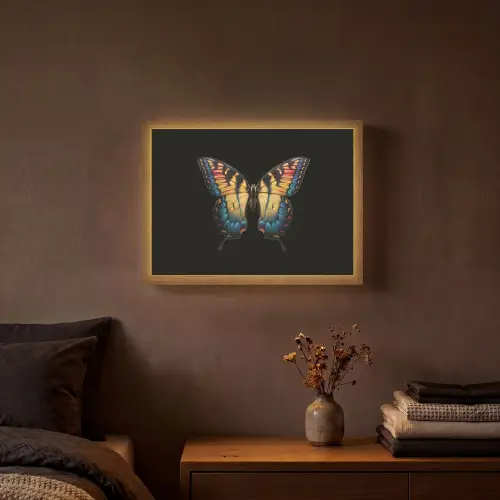 Vlinder - Kleurrijk - Speels Light Box met batterij (Wandlamp) middel -sfeer4