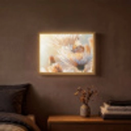 Vlinder - Bloem - Oranje Light Box met batterij (Wandlamp) middel -sfeer4
