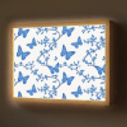 Vlinder - Bloemen - Blauw Light Box met batterij (Wandlamp) middel 907 -z3d_website