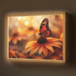 Vlinder - Bloemen - Oranje Light Box met batterij (Wandlamp) middel -z3d_website