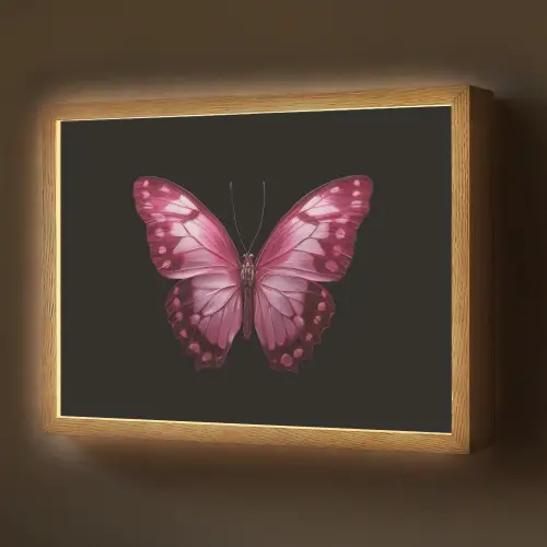 Vlinder - Fuchsia - Grafisch Light Box met batterij (Wandlamp) middel -z3d_website