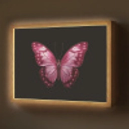 Vlinder - Fuchsia - Grafisch Light Box met batterij (Wandlamp) middel -z3d_website