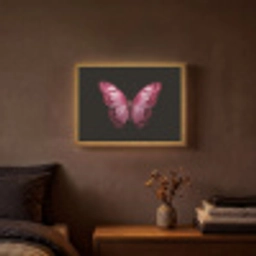 Vlinder - Fuchsia - Grafisch Light Box met batterij (Wandlamp) middel -sfeer4