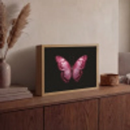 Vlinder - Fuchsia - Grafisch Light Box met batterij (Wandlamp) middel -sfeer2
