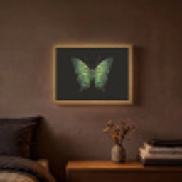 Vlinder - Groen - Diepte Light Box met batterij (Wandlamp) middel -sfeer4