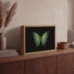 Vlinder - Groen - Diepte Light Box met batterij (Wandlamp) middel -sfeer2