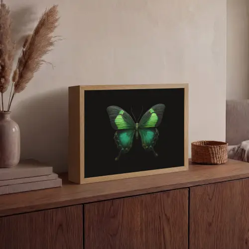 Vlinder - Groen - Opvallend Light Box met batterij (Wandlamp) middel -sfeer2
