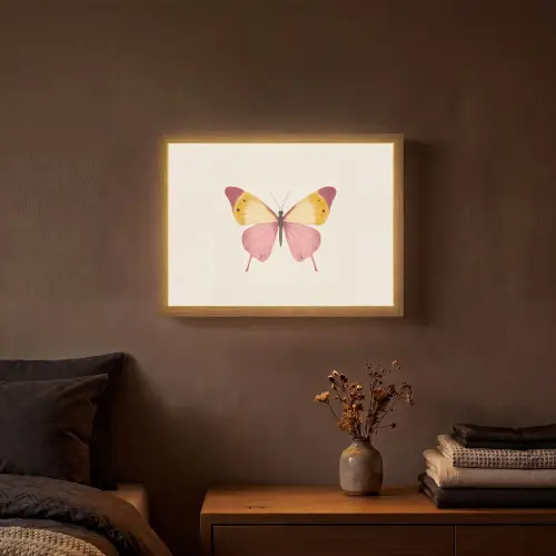 Vlinder - Illustratie - Roze Light Box met batterij (Wandlamp) middel -sfeer4