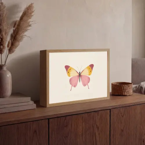 Vlinder - Illustratie - Roze Light Box met batterij (Wandlamp) middel -sfeer2