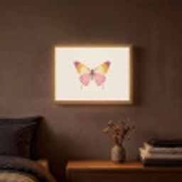Vlinder - Illustratie - Roze Light Box met batterij (Wandlamp) middel -sfeer4