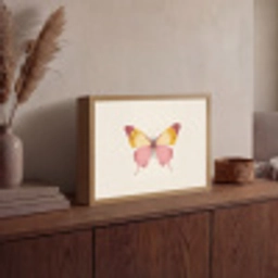 Vlinder - Illustratie - Roze Light Box met batterij (Wandlamp) middel -sfeer2