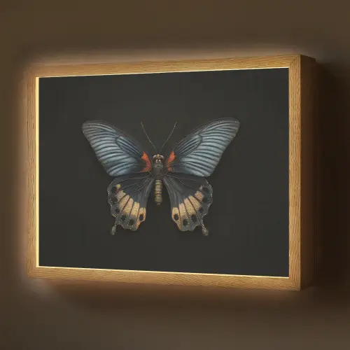 Vlinder - Metaalachtig - Geometrisch patroon Light Box met batterij (Wandlamp) middel -z3d_website