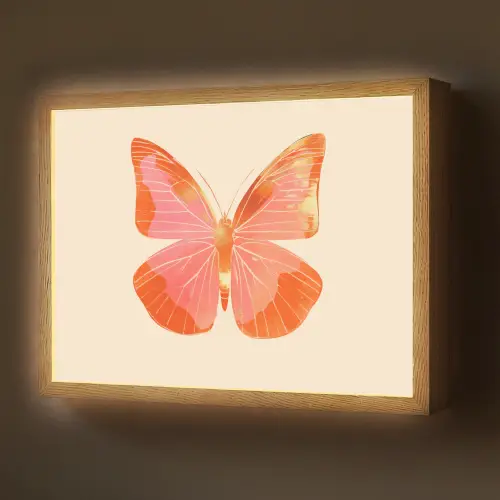 Vlinder - Minimalistisch - Roze Light Box met batterij (Wandlamp) middel -z3d_website