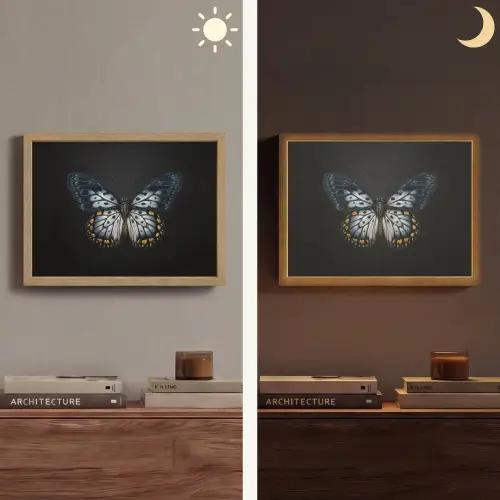 Vlinder - Monochroom - Balans Light Box met batterij (Wandlamp) middel -sfeer3