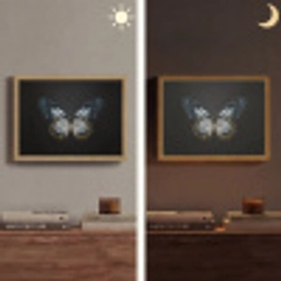 Vlinder - Monochroom - Balans Light Box met batterij (Wandlamp) middel -sfeer3
