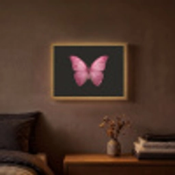 Vlinder - roze - Elegant Light Box met batterij (Wandlamp) middel -sfeer4