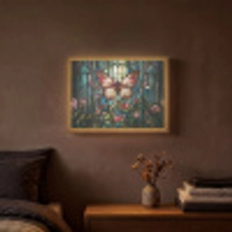 Vlinder - Roze - Bloemen - Bladeren Light Box met batterij (Wandlamp) middel -sfeer4