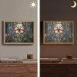 Vlinder - Roze - Bloemen - Bladeren Light Box met batterij (Wandlamp) middel -sfeer3