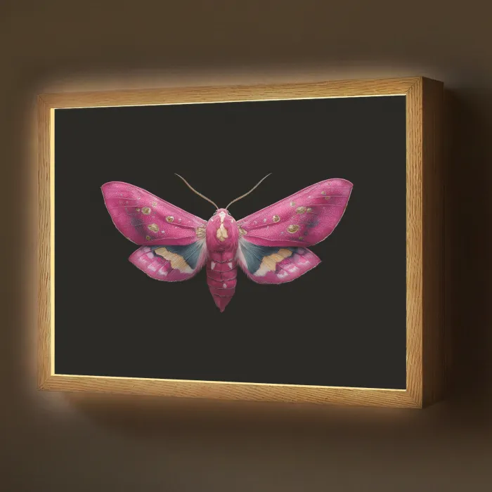 Vlinder - Roze - Nachtvlinder Light Box met batterij (Wandlamp) middel -z3d_website
