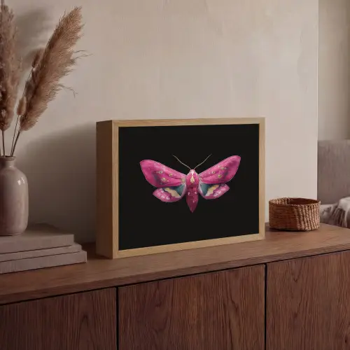 Vlinder - Roze - Nachtvlinder Light Box met batterij (Wandlamp) middel -sfeer2
