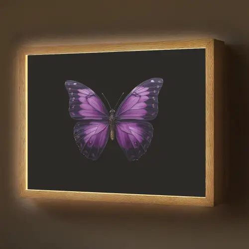 Vlinder - Paars - Levendig Light Box met batterij (Wandlamp) middel -z3d_website