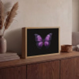 Vlinder - Paars - Levendig Light Box met batterij (Wandlamp) middel -sfeer2