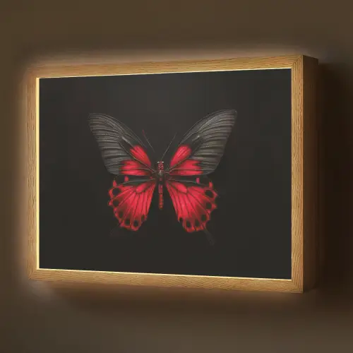 Vlinder - Rood - Contrast Light Box met batterij (Wandlamp) middel -z3d_website