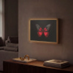 Vlinder - Rood - Contrast Light Box met batterij (Wandlamp) middel -sfeer1