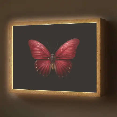 Vlinder - Rood - Minimalistisch Light Box met batterij (Wandlamp) middel -z3d_website