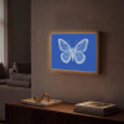 Vlinder - Wit - Getekend - Stippen Light Box met batterij (Wandlamp) middel -sfeer1